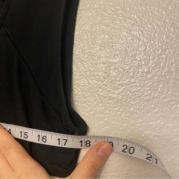 Loft black stretchy modal jersey sleeveles scoop neck ruffle comfort dress L - Picture 6 of 9